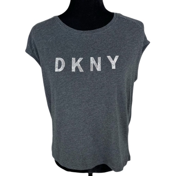 3/30$🔥 DKNY SPORT Women's Charcoal Grey w/Silver Glitter Logo Sleeveless TOP S - Picture 1 of 7